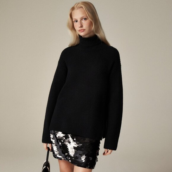 J. Crew Supersoft Yarn Sweater Womens Xl Black Wool Alpaca Polished Classic NWT - Picture 1 of 16